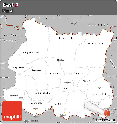 Gray Simple Map of East