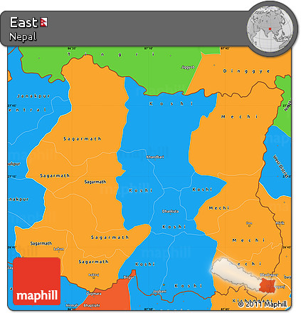 Political Simple Map of East