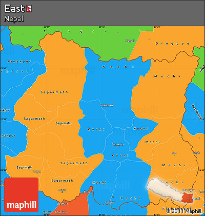Political Simple Map of East