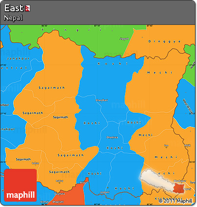 Political Simple Map of East