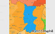 Political Simple Map of East, political shades outside