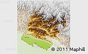 Physical 3D Map of Far West, lighten