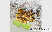 Physical 3D Map of Far West, lighten, semi-desaturated