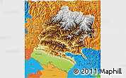 Physical 3D Map of Far West, political outside