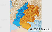 Political 3D Map of Far West, lighten