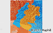 Political 3D Map of Far West, political shades outside