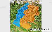 Political 3D Map of Far West, satellite outside