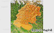 Political Shades 3D Map of Far West, satellite outside