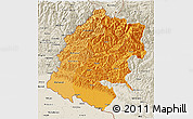 Political Shades 3D Map of Far West, shaded relief outside