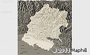Shaded Relief 3D Map of Far West, darken