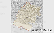 Shaded Relief 3D Map of Far West, desaturated