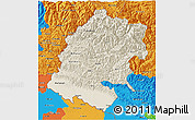 Shaded Relief 3D Map of Far West, political outside