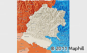 Shaded Relief 3D Map of Far West, political shades outside