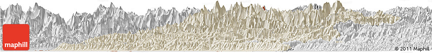 Shaded Relief Horizon Map of Far West, desaturated