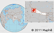 Gray Location Map of Far West, highlighted country, within the entire country