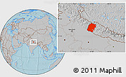 Gray Location Map of Far West, hill shading