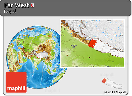 Physical Location Map of Far West, highlighted country