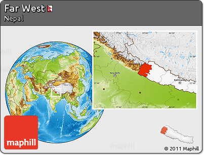Physical Location Map of Far West, highlighted country