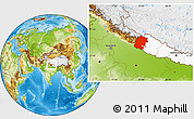 Physical Location Map of Far West, highlighted country