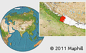 Satellite Location Map of Far West, highlighted country