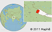 Savanna Style Location Map of Far West, highlighted country