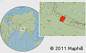 Savanna Style Location Map of Far West, hill shading