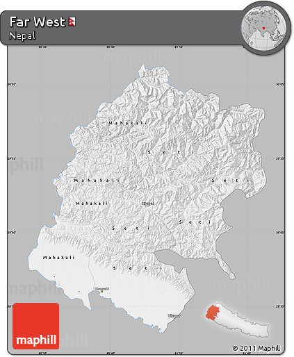Gray Map of Far West, single color outside