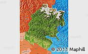 Satellite Map of Far West, political shades outside