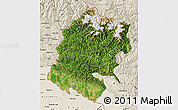 Satellite Map of Far West, shaded relief outside