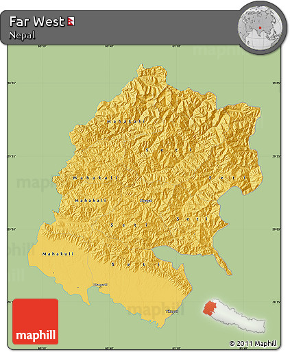 Savanna Style Map of Far West, single color outside