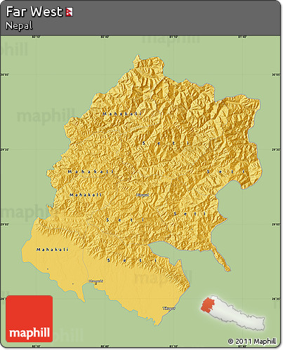 Savanna Style Map of Far West, single color outside