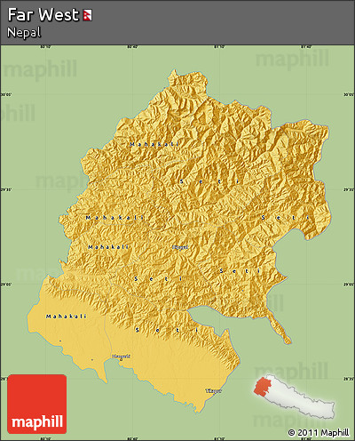 Savanna Style Map of Far West, single color outside