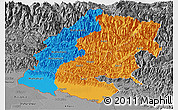 Political Panoramic Map of Far West, desaturated