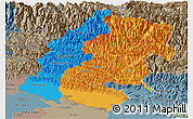 Political Panoramic Map of Far West, semi-desaturated