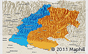Political Panoramic Map of Far West, shaded relief outside