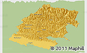 Savanna Style Panoramic Map of Far West, single color outside