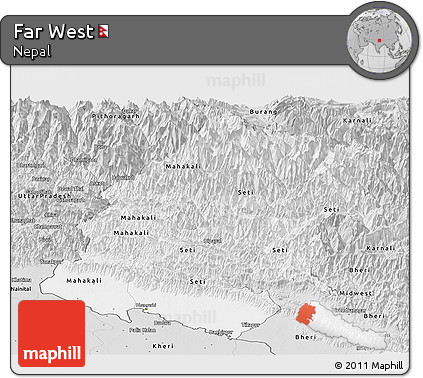 Silver Style Panoramic Map of Far West