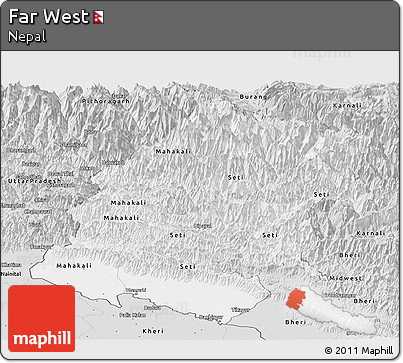 Silver Style Panoramic Map of Far West