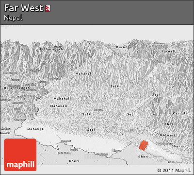 Silver Style Panoramic Map of Far West