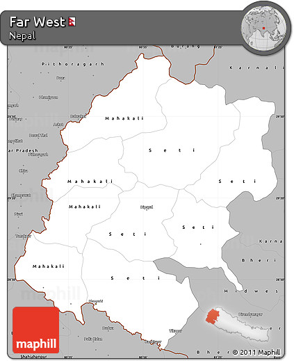 Gray Simple Map of Far West
