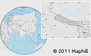 Gray Location Map of Nepal, lighten, desaturated, land only