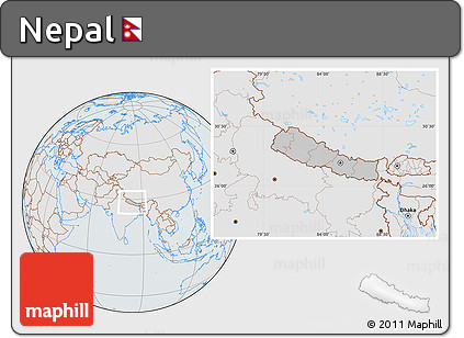 Gray Location Map of Nepal, lighten, semi-desaturated