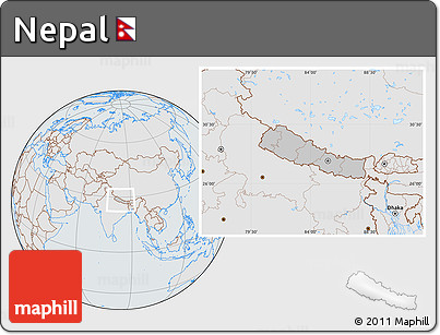 Gray Location Map of Nepal, lighten, semi-desaturated