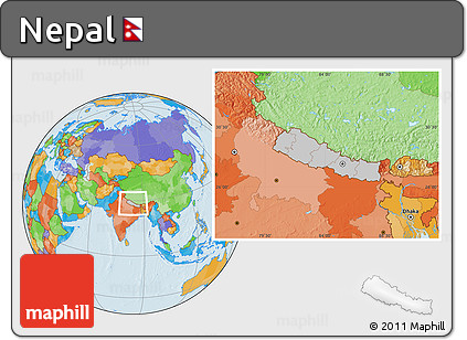 Gray Location Map of Nepal, political outside