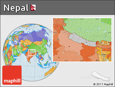 Gray Location Map of Nepal, political outside