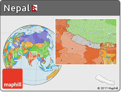 Gray Location Map of Nepal, political outside
