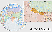 Political Location Map of Nepal, lighten