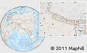 Shaded Relief Location Map of Nepal, lighten