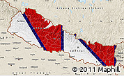 Flag Map of Nepal, shaded relief outside, flag aligned to the middle