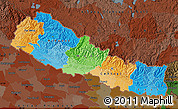 Political Map of Nepal, darken